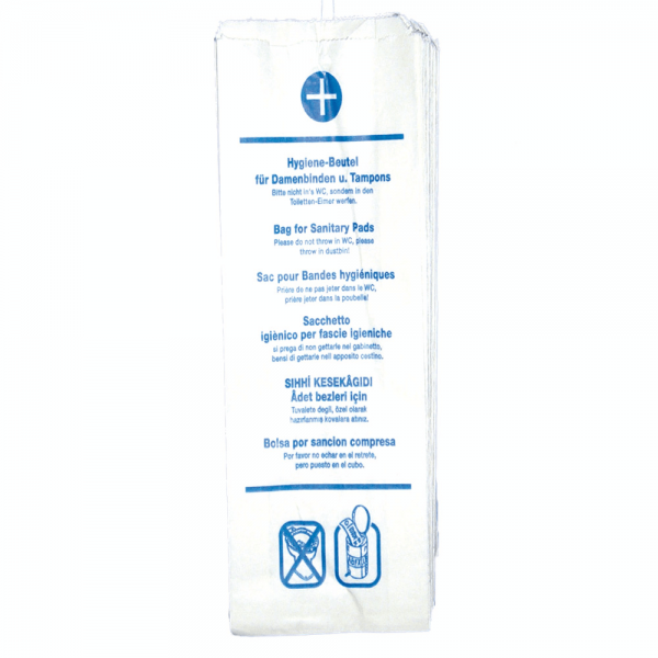Hygienebeutel aus Papier  29 x 12 x 4,5 cm weiß